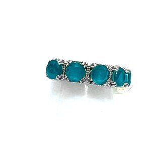 Ring Bomb Party Ring, Size 7, NWOT, green gemstones, silver color band